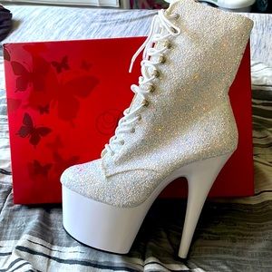 Brand New- Neon White Glitter Stiletto Heels. Never Worn!